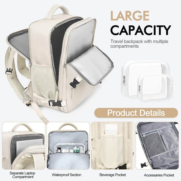 Travel Backpack for Men Women,Beige