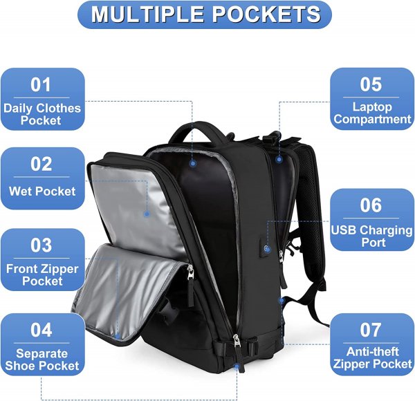 Casual Daypack Small Hiking Backpack Black