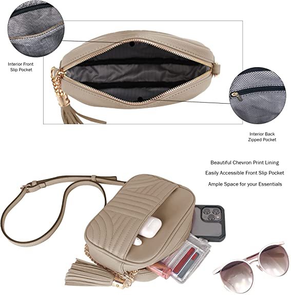 Quilted Crossbody Bags for Women - Stylish Camera Bag with Tassel